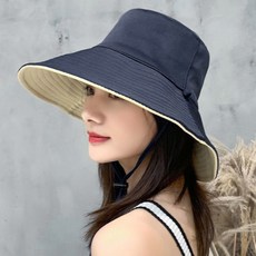 팅올 아웃도어 캐주얼 양면 버킷햇, 네이비 + 베이지
