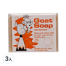 Goat Soap 澳洲羊乳皂-燕麥｜溫和潔淨、滋潤保濕、舒緩敏感、全家適用, 100g, 3入