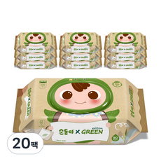 순둥이 그린 에디션 유아물티슈 캡형 55평량, 55g, 80매, 20세트
