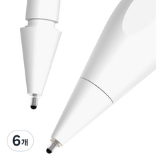 구스페리 애플펜슬 펜촉 무소음 소프트 팁스 샤프형, 화이트, 6개