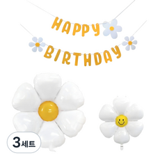 미미파티 데이지 플라워 꽃 풍선 생일 가랜드 2종 세트, 혼합색상, 3세트