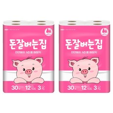 Samjeong Pulp 招財之家 天然紙漿 3層捲筒衛生紙, 12入, 30m, 2個