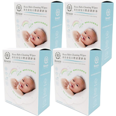 Roaze 柔仕 幼兒口腔清潔紗布 10cm x 10cm - 180片/盒, 醫療級水針布, 不含螢光劑、香精, 100g, 4盒