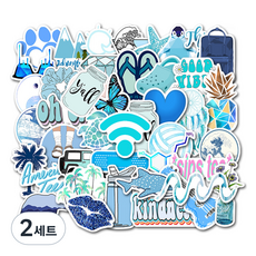特別商店 PVC防水筆電行李箱貼紙50款套組 AZ085, 2套, 藍色嘴唇