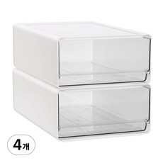 comet 家用透明抽屜多功能收納盒, 白色, 4個