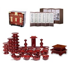 南原木器 實木韓國傳統祭祀用品組 20入 + 祭祀桌2.5 x 3.0款 + 萬用屏風 + 收納箱, 1組