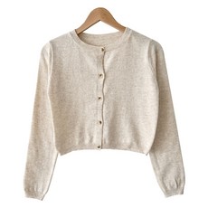 플랜데이 여성용 르몬 캐시미어 라운드넥 니트 가디건