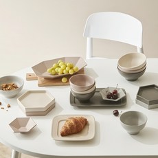 KIMSUNGHUN CERAMICS Porcelain Hexagon Basic 家用餐具套組 4 人 17p, 8種, 粉色