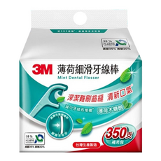 3M 細滑牙線棒 薄荷木糖醇 補充包 MF05, 8cm, 350支, 1包