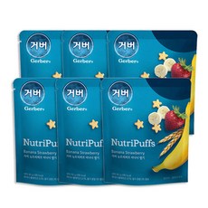 거버 뉴트리퍼프 10개월부터 50g, 바나나 + 딸기 혼합맛, 6개