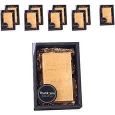 Luluday 金條手工皂 + 透明窗黑盒完整包裝回禮, 10個, 金色