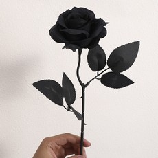 디미스 조화 플란넬 장미 인테리어 꽃다발 지름 10cm, 곡선형 검은 장미, 1개