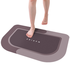 HOMEDAUM 可水洗軟Q硅藻土雙色圓形地墊, 粉彩酒紅色, 1個