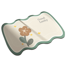 HOMEDAUM 可水洗軟Q珪藻土粉彩花朵腳踏墊, 好運米色, 1個