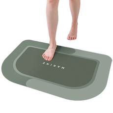 홈다움 빨아쓰는 말랑이 규조토 투톤 라운드 발매트, 파스텔 그린, 1개