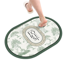 HOME DAUM 矽藻土橢圓形軟踏墊, FOREST, 1個