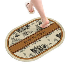 홈다움 빨아쓰는 말랑이 규조토 내츄럴 라운드 발매트, 퓨어내츄럴, 1개