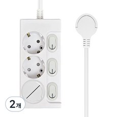 원스탑 제로갭 슬림 개별 스위치 멀티탭 3구 16A + 안전커버, 7m, 화이트, 2개