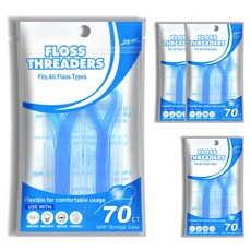 닥터치카 FLOSS THREADERS 교정용 브릿지 치실 홀더, 70개입, 4개