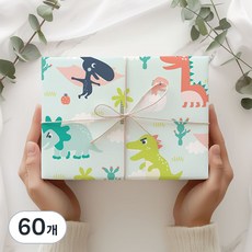 인디케이 가자 공룡 왕국 양면 포장지, 혼합색상, 60개