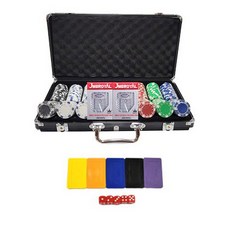 Dasa Mall 骰子籌碼賭場籌碼盒 + 方形籌碼 300p 套裝, 黑色（盒），隨機發貨（方片）