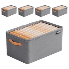 WithWin 不織布折疊式收納箱, 灰色, 中號(35 x 25 x 22 cm), 5個