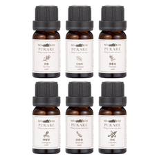 PURARE 天然植物萃取淨化防護精油6件組, 茶樹 + 尤加利 + 廣藿香 + 檸檬草 + 迷迭香 + 肉桂, 1套, 10ml