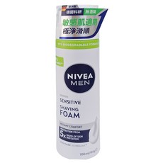 NIVEA 妮維雅 MEN 男士極淨刮鬍泡, 專為男士設計 減少刺激不適, 豐富柔細泡沫 刮鬍更舒適, 無酒精溫和配方, 200ml, 1瓶