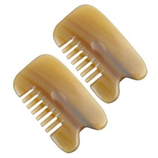 水牛角白角刮痧按摩梳, 2個, 混合色