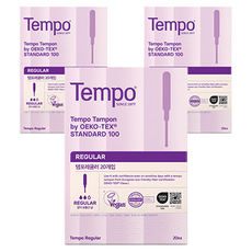 템포 삽입형 생리대 레귤러, 20개입, 3개