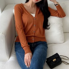 Tteugaejin 女款日常簡約珠光鈕扣Elfin開襟衫