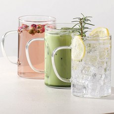 Iwooa 附把手耐熱玻璃杯 500ml, 單一顏色, 3個