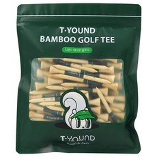 T YOUND 竹製高爾夫球釘 65入, 1個, 綠色