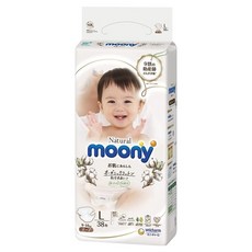 滿意寶寶 moony 日本版 頂級有機棉黏貼型尿布, L(9~14kg), 38片