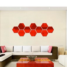 Haemil 感性室內裝飾貼紙 鏡子 壓克力鏡 40 x 46 x 23 mm 10入, 紅色