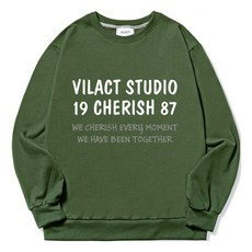 빌락트 남성용 빅사이즈 체리쉬 레터링 맨투맨