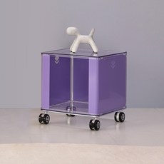 뮤레브 철제 미드센츄리 모듈 테이블 이동식 바퀴 트롤리 협탁 높은사각, 바이올렛, 1개