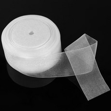 다온셀렉트 선물 포장 오간디 리본 쉬폰 꽃다발 청첩장 끈, 화이트, 1개, 45m 화이트, 1개, 45m