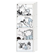 收納王妃 迪士尼小熊維尼四層木門櫃, 圖騰款