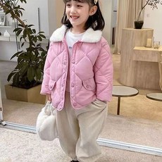 BabyMax 兒童鑽石菱格紋毛領鋪棉夾克