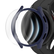 Imall Galaxy Watch 全包覆保護殼 + 9H 高強度鋼化玻璃膜 2片, 海軍藍, 1個