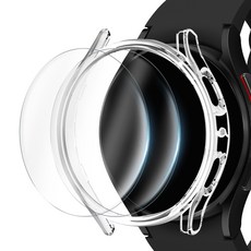 Imall Galaxy Watch 全覆蓋保護殼 + 9H高硬度鋼化玻璃膜 2片, 透明, 1個