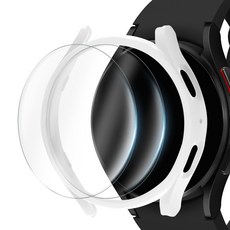 Imall Galaxy Watch 全覆蓋保護殼 + 9H高硬度鋼化玻璃膜 2片, 白色, 1個