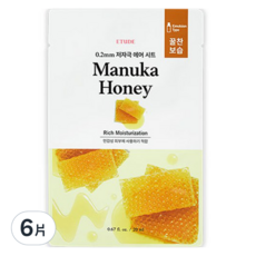 ETUDE 天天敷0.2極肌蜜面膜 麥盧卡蜂蜜, 1入, 6片