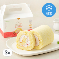 프레시오늘 우리밀 리얼버터 프랑스 우유 생크림 99% 우리딸기 수제 롤케익 (냉동), 230g, 3개