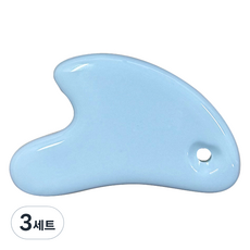 心形刮痧按摩器 + 收納袋套組, 3套, 藍色