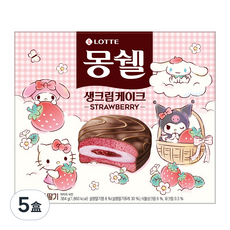 LOTTE 樂天 Moncher 奶油夾心巧克力派 草莓, 12個入, 384g, 5盒