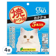 INABA CIAO 啾嚕 燒本鰹魚魚柳條 柴魚節風味 5入 貓咪零食, 100g, 4袋