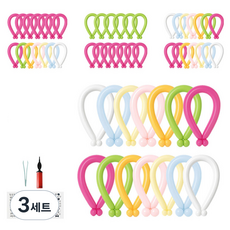 피앤비유니티 요술풍선 50p + 펌프 + 레터링스티커 +스티커집게 세트, 마카롱 스탠다드 혼합7색, 3세트