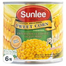 Sunlee 全粒甜玉米罐頭, 340g, 6個